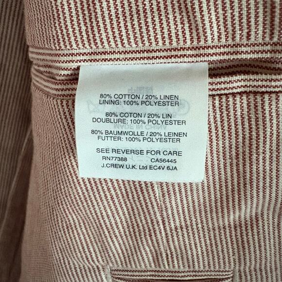 J. CREW Ludlow Somelos Men's 44 Regular NWOT Red Striped Cotton Blazer Casual - Picture 5 of 12
